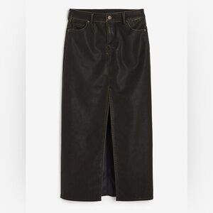 Divided Coated Leather Look Skirt